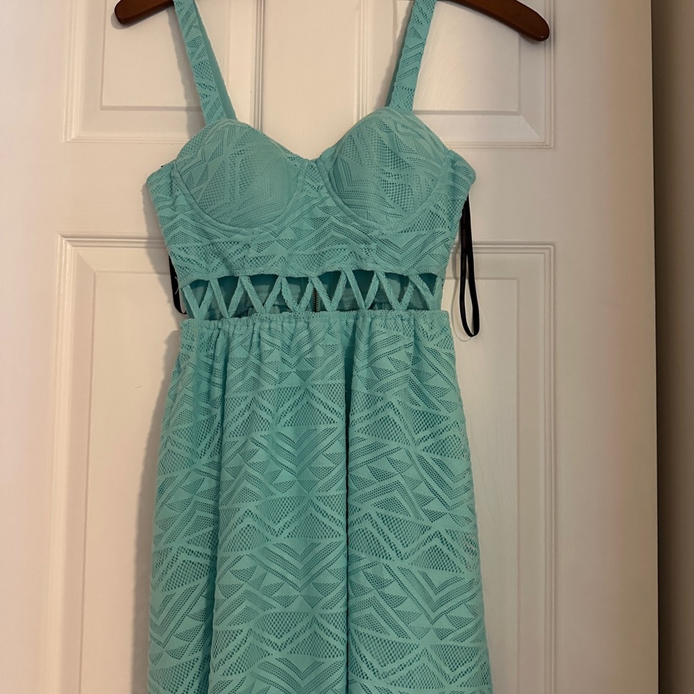 Elegant Aqua Sleeveless Dress